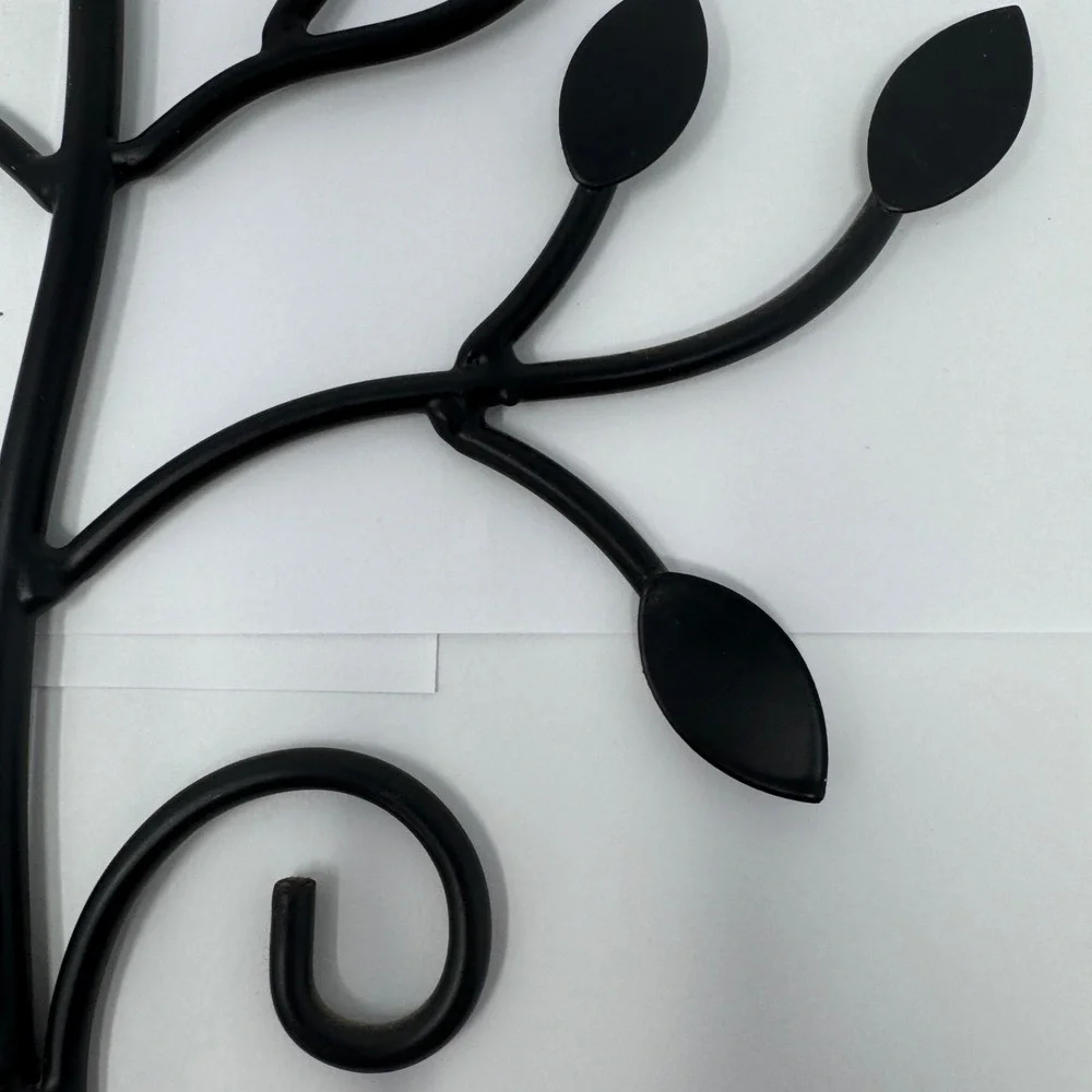 Metal Tree Wall Coat Hook Decorative Entryway Key Holder Rack Black